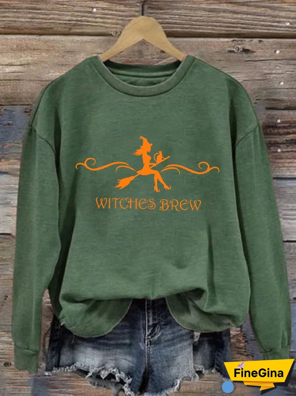 Women's Witch Print Long Sleeve Sweatshirt