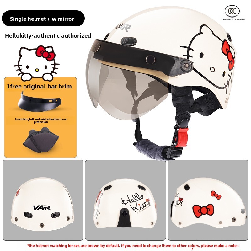 Hello Kitty Face Adult Motorcycle Half Helmet Half Face Skull Cap Chopper Moped A Cute Shop - Inspired by You For The Cute Soul 