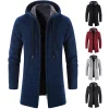 Men's Solid Color All-match Fleece Knitted Jacket