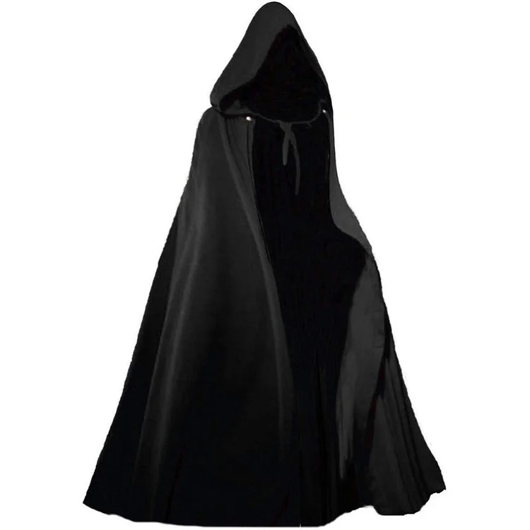 Mens Asymmetric Cut Full Length Hooded Gothic Robe Cloak Cosplay Costume