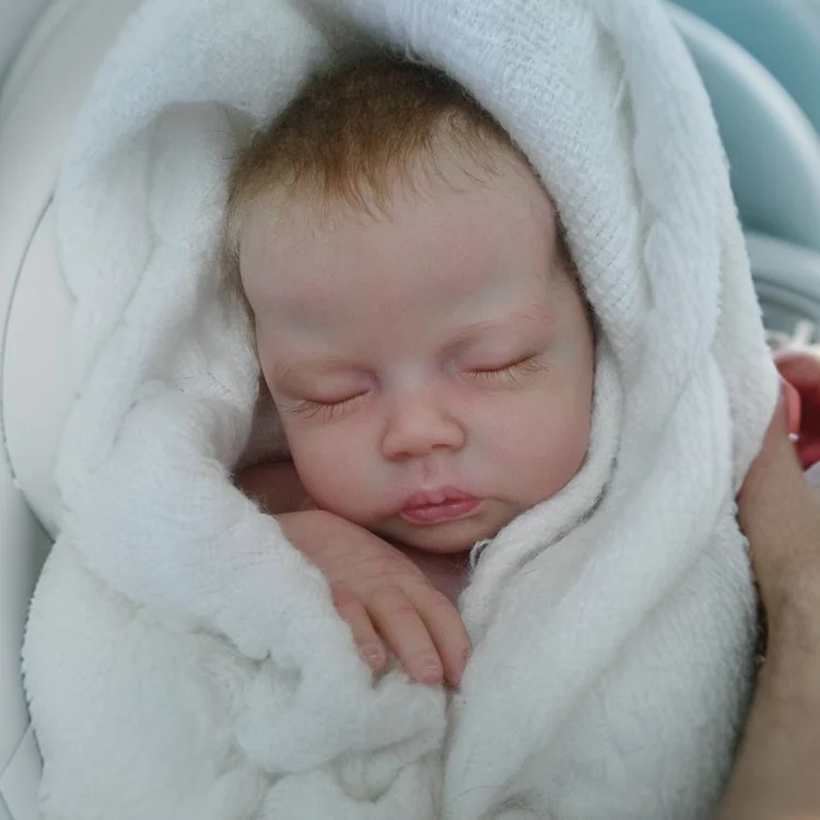  17" Newborn Lifelike Cloth Body Reborn Sleeping Baby Doll Girl Named Dolliser with Heartbeat💖 & Sound🔊 - Reborndollsshop®-Reborndollsshop®
