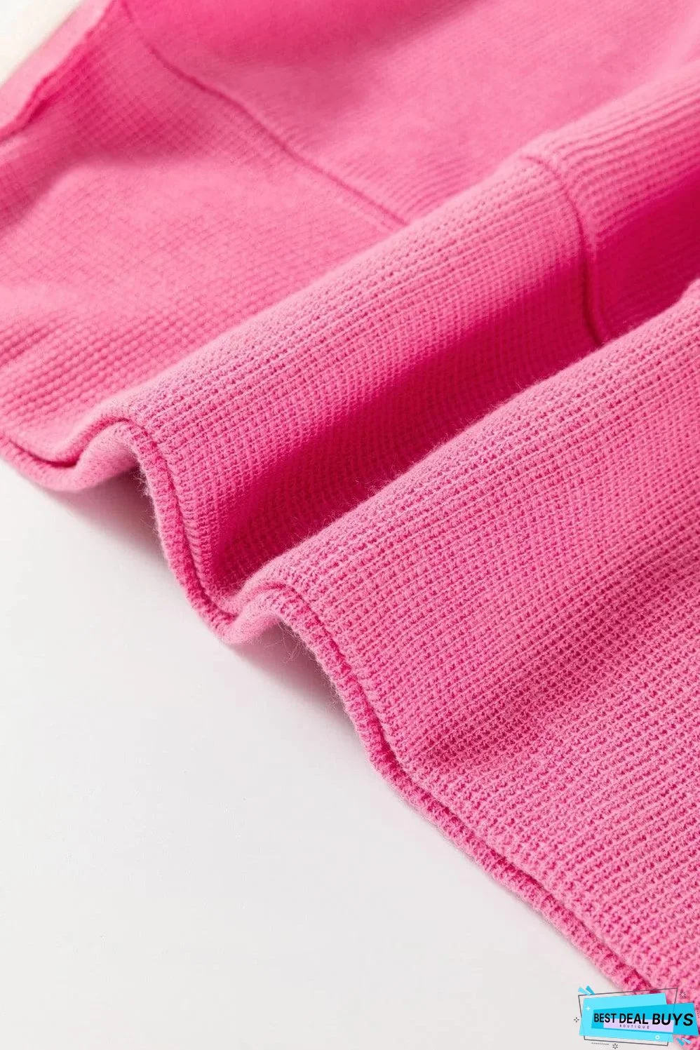 Rose Red Colorblock Patchwork Striped Puff Sleeve Plus Size Top with Slits