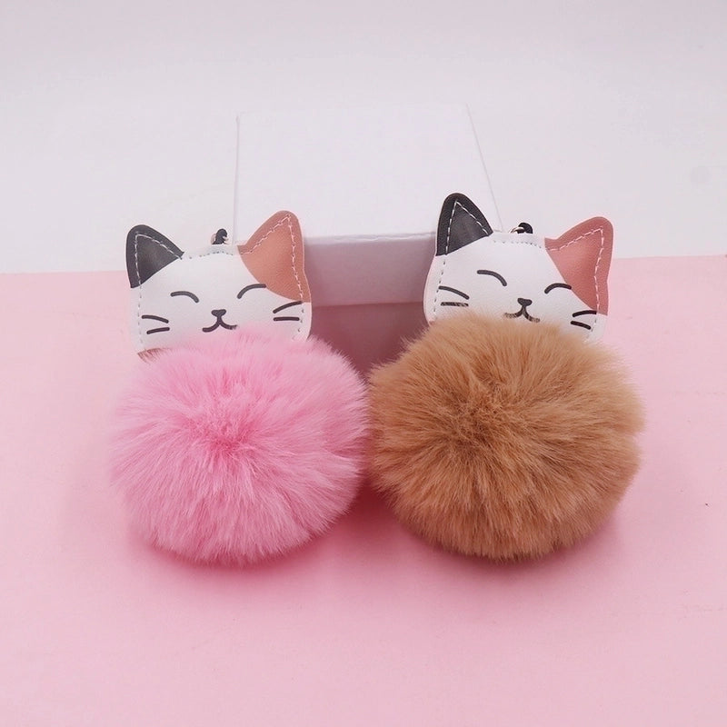 Cute Cat Alloy Plush Unisex Bag Pendant Keychain 1 Piece