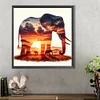 Diamond Painting -DIY Round Partial AB Drill Elephant Silhouette(45x45cm)