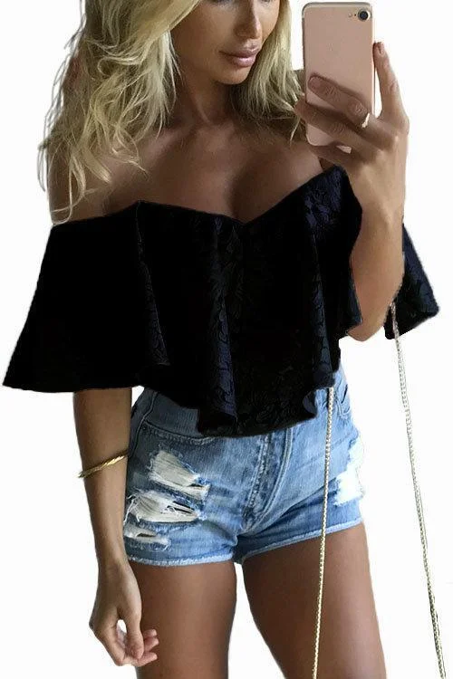 off the shoulder frill overlay lace bodysuit tops p127428