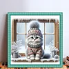 Kitten By Window-11CT Stamped Cross Stitch 40*40cm/15.75*15.75in tapestrymarket