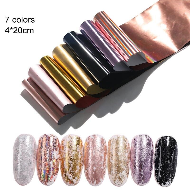 Agreedl Box Charm Nail Foils Polish Stickers Metal Color sparkly Paper Transfer Foil Wraps Adhesive Decals Nail Art Decorations