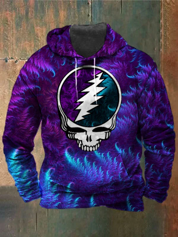 Unisex Fractals Skull Print Heavyweight Hoodies