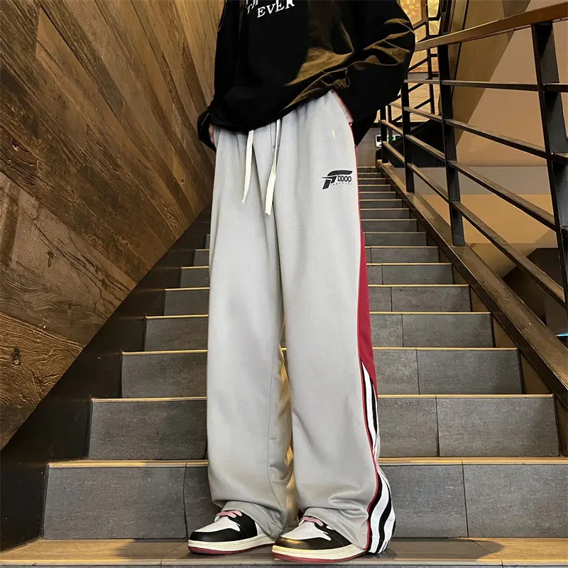 Winzsparks Hip-hop Straight Autumn and Winter Wide Leg Male Sports Pants Trousers Striped Joker Adult Sweat-shirt Training Men's Sweatpants