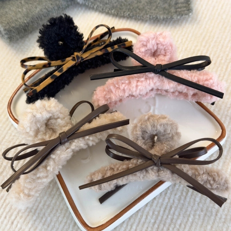Cute Romantic Sweet Women's Bow Knot Plush Hair Claws