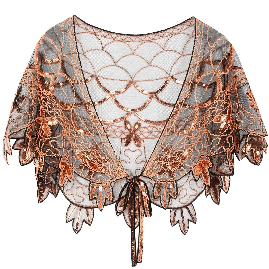 Women's 1920s Shawl Beaded Evening Wraps Flapper Bolero