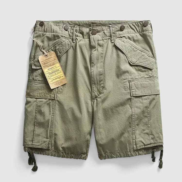 Vintage Cotton Ripstop Reinforced Seam Drawstring Shorts
