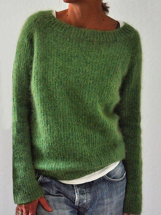 Comfortable Solid Color Knitted Sweater