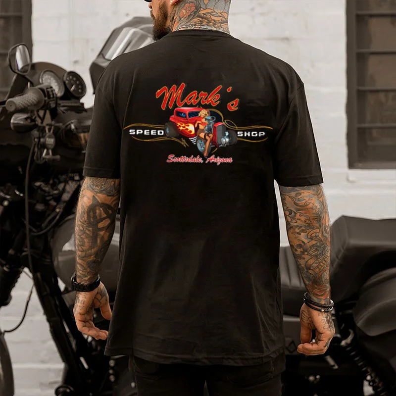 MIKE'S SPEED SHOP Sexy Lady Car Print Men's T-shirt
