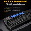 12-slot LCD Smart Battery Charger, Universal For No. 5 And No. 7, Self-Stop Power Display When Full, KTV Microphone