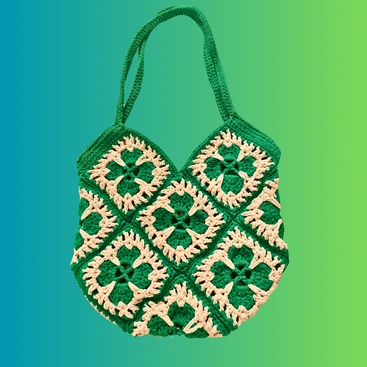 Lulusnow Handmade Green 3D Shamrock St.Patrick Crochet Bag