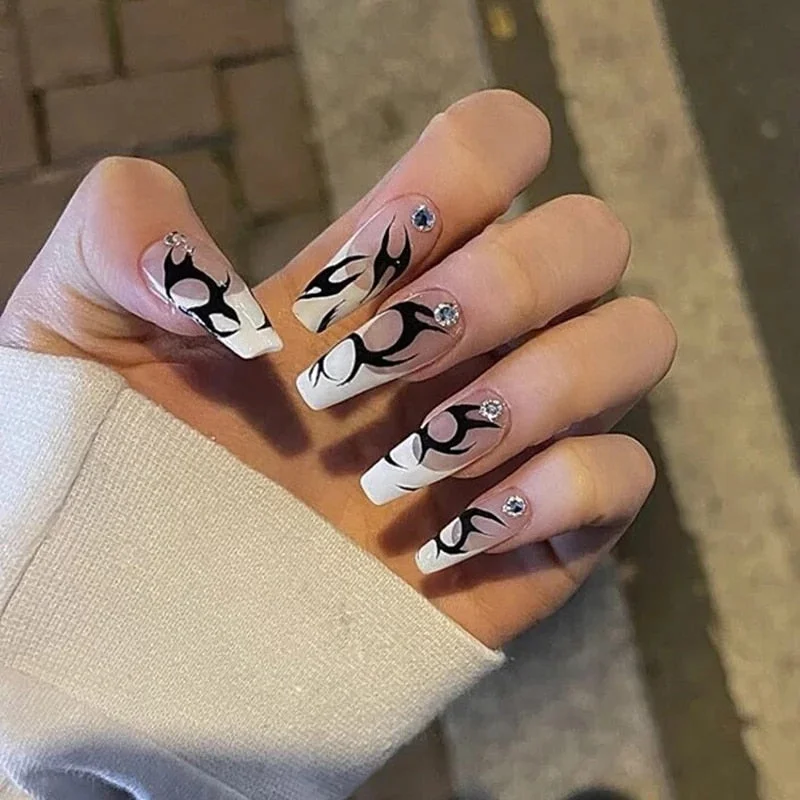 24pcs False press-on nails with a pattern Peach heart wear finished tablet nail art  removable Manicure beautiful false nails-Nail Inspo