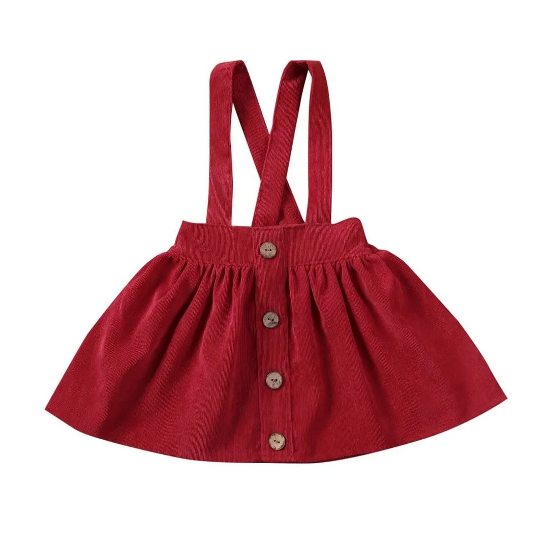 2020 Baby Summer Clothing Toddler Kids Baby Girls Party Strap Suspender Gown Solid Overalls Dresses Corduroy Outfits