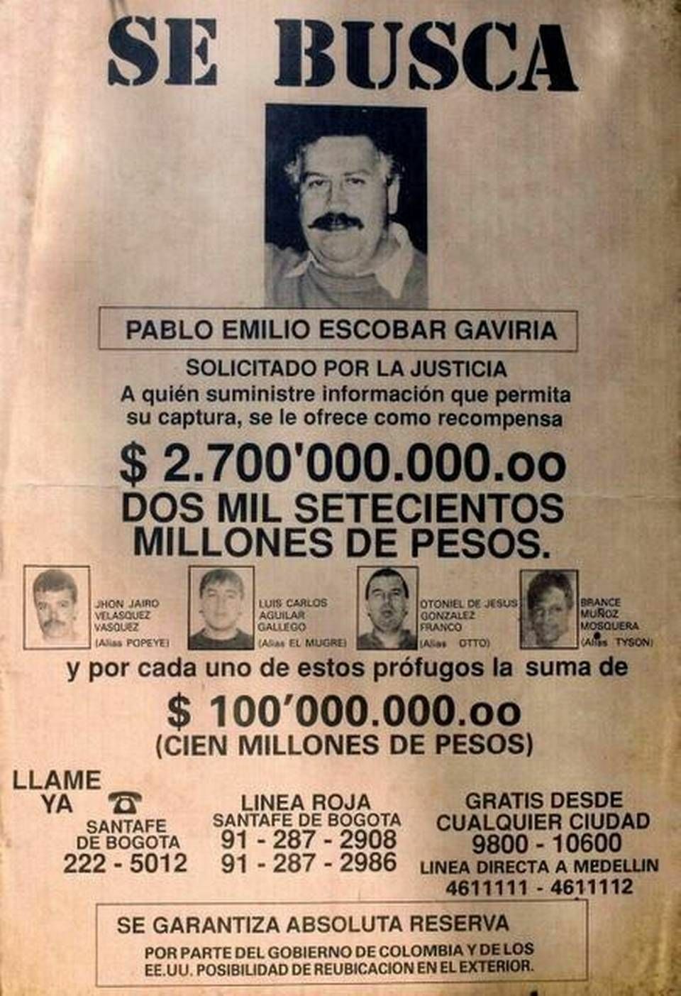 1981 PABLO ESCOBAR DEA WANTED POSTER 8.5X11 Photo Poster painting REPRINT COLOMBIAN SE BUSCA