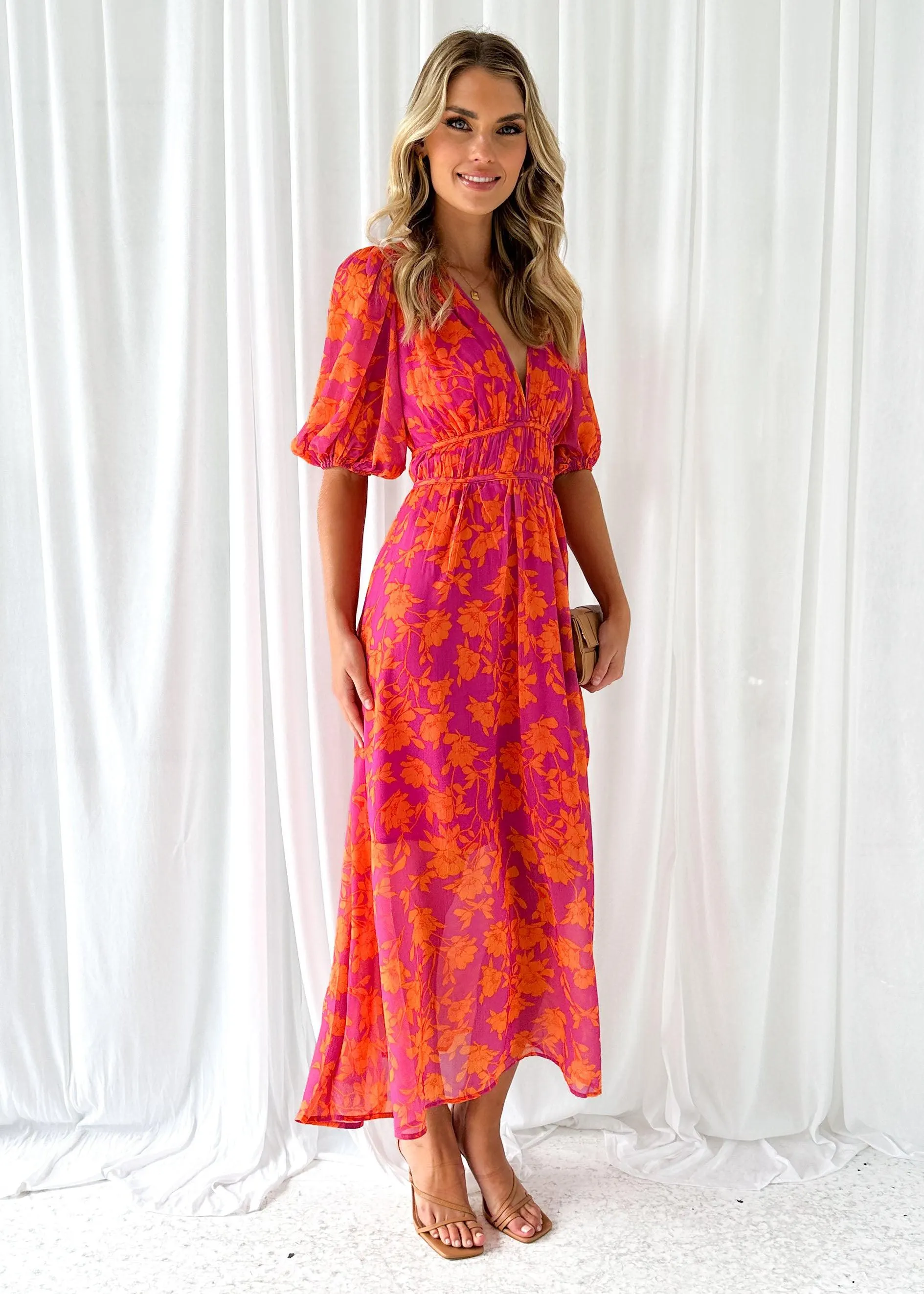 Damen Maxi-Kleid – Blumenmuster, V-Ausschnitt, Kurze Ärmel, Fließend-83294-6d3d8879-f82a-46e0-ae8f-2ae8238d0da3