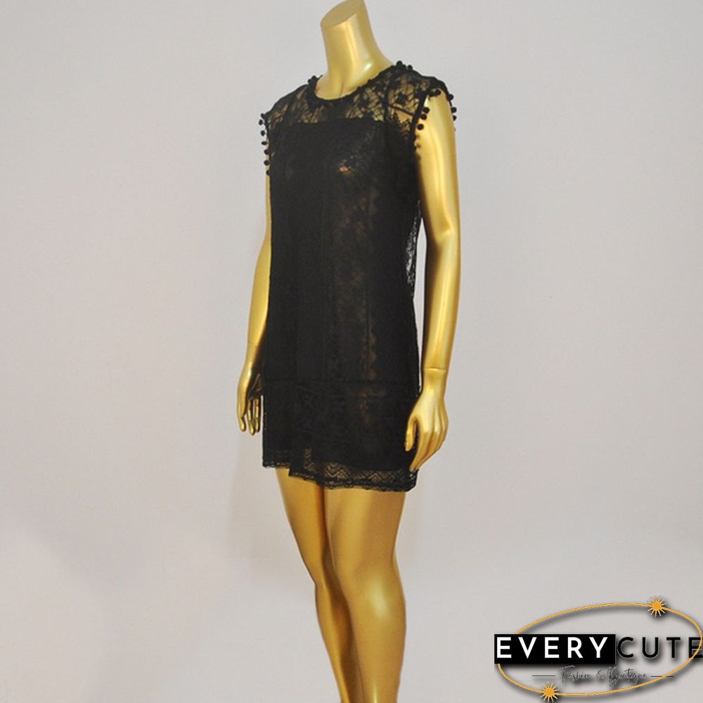 Summer Dress Women Casual Beach Short Dress Tassel Black White Mini Lace Dress Sexy Party Dresses Vestidos S-XXL