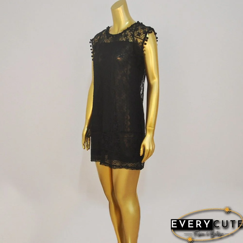 Summer Dress Women Casual Beach Short Dress Tassel Black White Mini Lace Dress Sexy Party Dresses Vestidos S-XXL