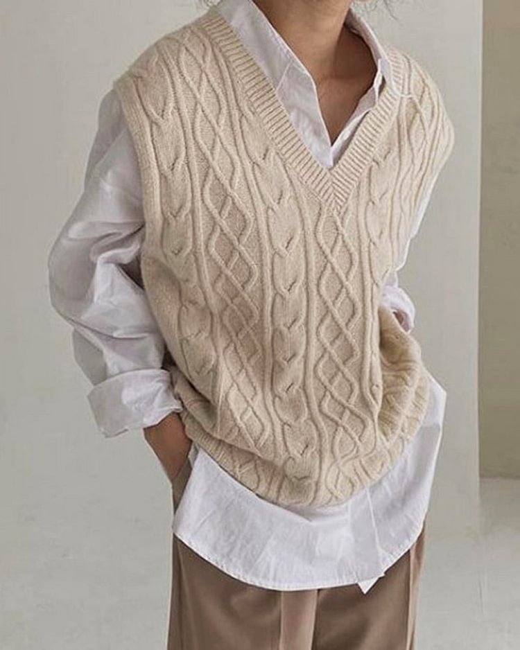 Casual V-neck vest knit sweater