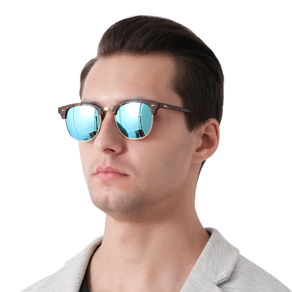 Sunglasses Men Polarized Sunglasses for Men Women Unisex Semi-Rimless Frame Retro Driving Sun Glasses-vocosishoes