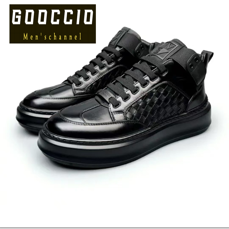 Calf-Skin High-Top Sneakers/Casual Boots For Men BV-Series  