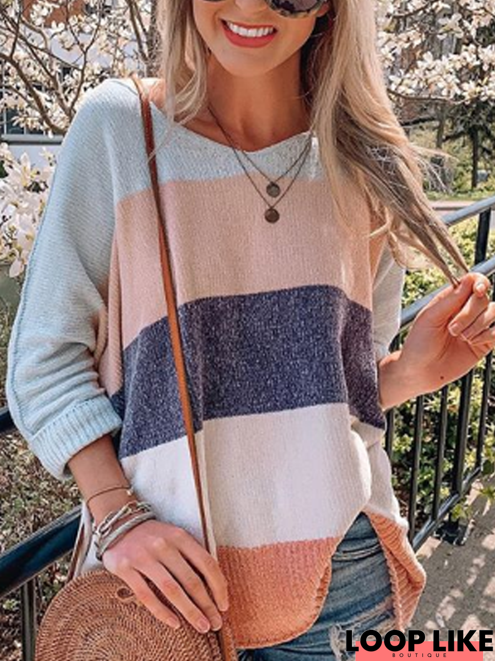 Multicolor Stripes Casual Long Sleeve T-shirt