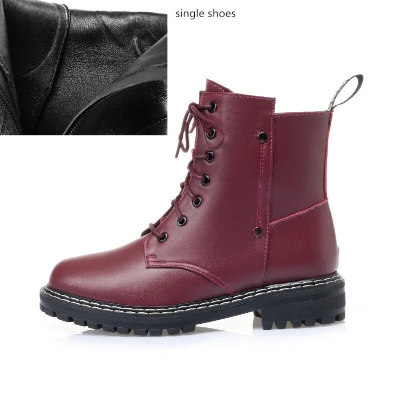 AIYUQI Winter Boots shoes Women 2021 New Genuine Leather Ladies Snow Boots Wool Warm 3 Colors Non-slip Women's Ankle Boots