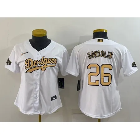 Women's Los Angeles Dodgers #26 Tony Gonsolin 2022 All-Star White Stitched Baseball Jersey(Run Small)