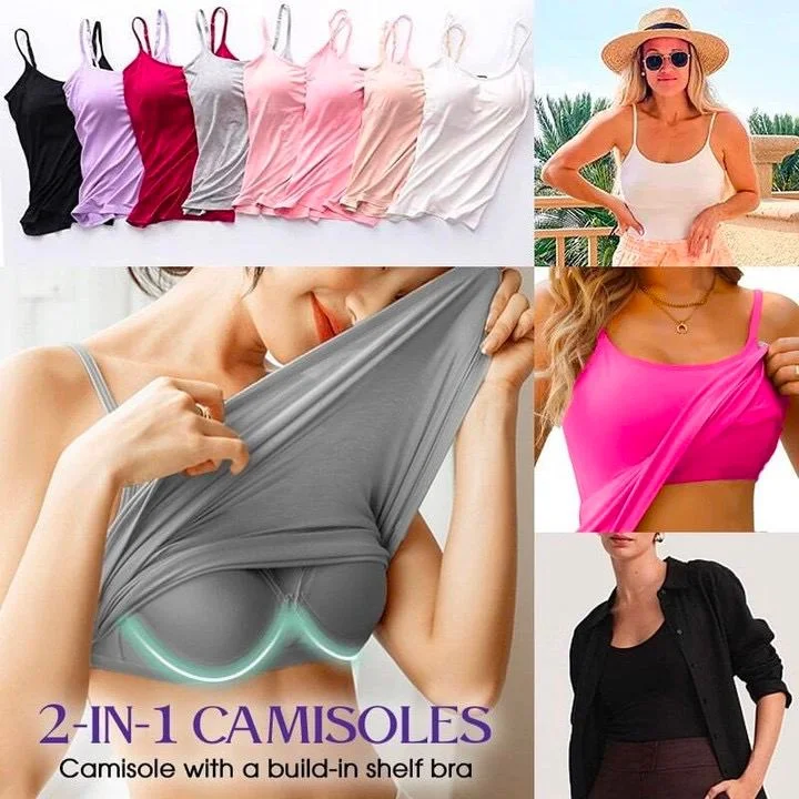 Hot Sale - WOMEN'S COOL FLOWY BRA CAMI WITH BUILT-IN CUPS