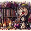 Biblioth&egrave;que poup&eacute;e fleur - perceuse ronde peinture diamant - 40*40cm