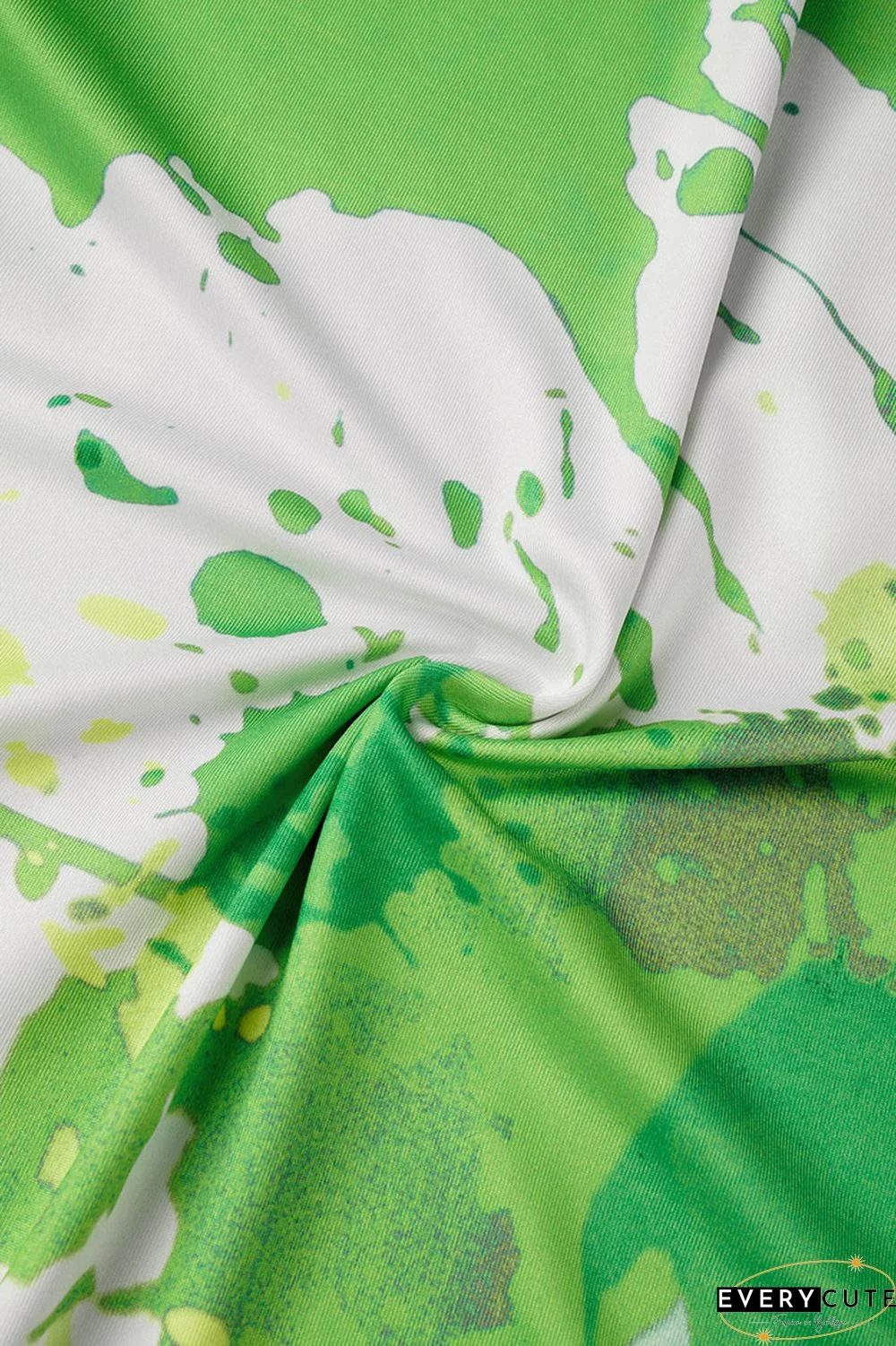 Green Casual Print Tie-dye V Neck Plus Size Jumpsuits