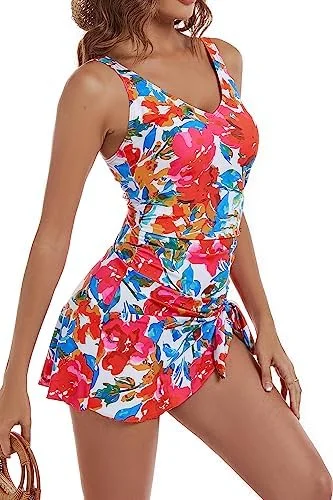 One Piece Tummy Control Swimdress for Women 