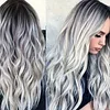 Fashion Ombre Black Light Gray Body Wave Wig 24-inch Curly Wave Long Wig 