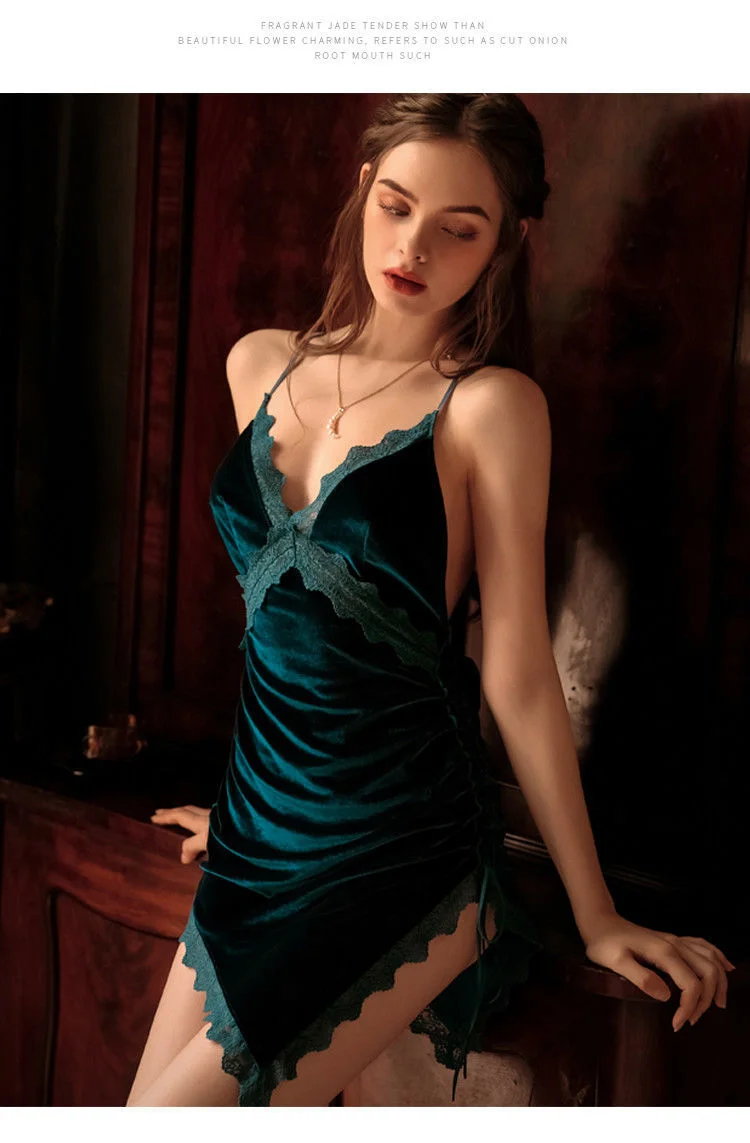 New Sexy Velvet Nightdress And High Sense Pajamas