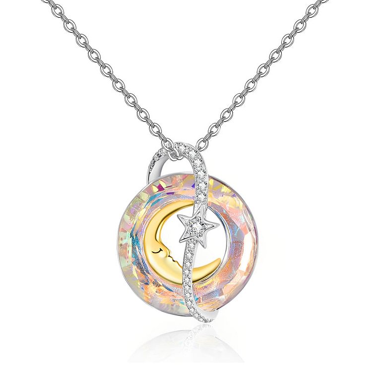 S925 I Love You to the Moon and Back Crystal Moon Star Necklace