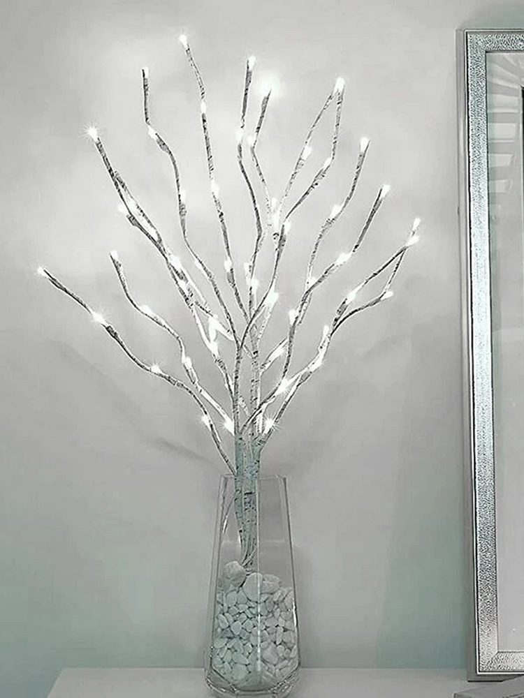 Tegooe Battery-Operated LED White Birch Branch Lights - 28 Inch Twig Decor