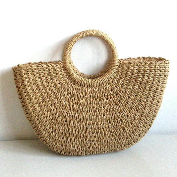 Daily Vacation Beach Round Bucket Woven Straw Bags