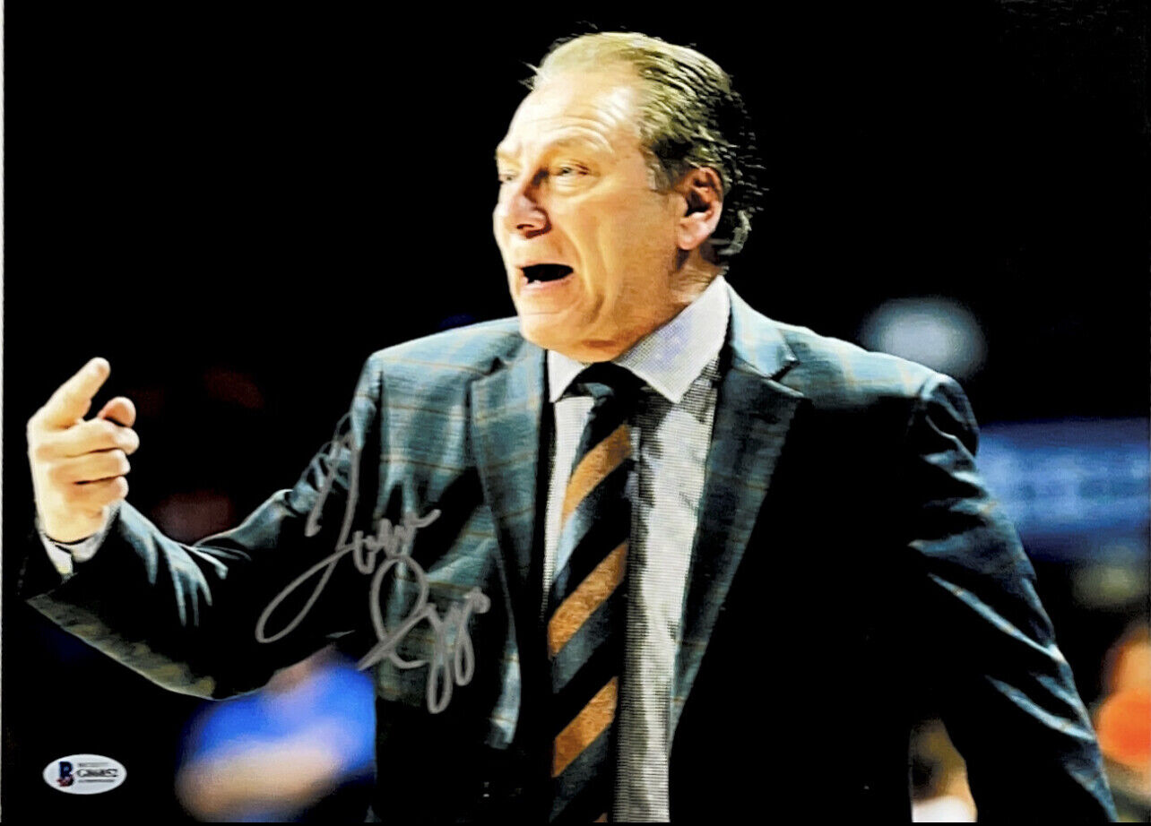 TOM IZZO HAND SIGNED AUTOGRAPHED 11X14 MSU BASKETBALL Photo Poster painting WITH BECKETT COA 2