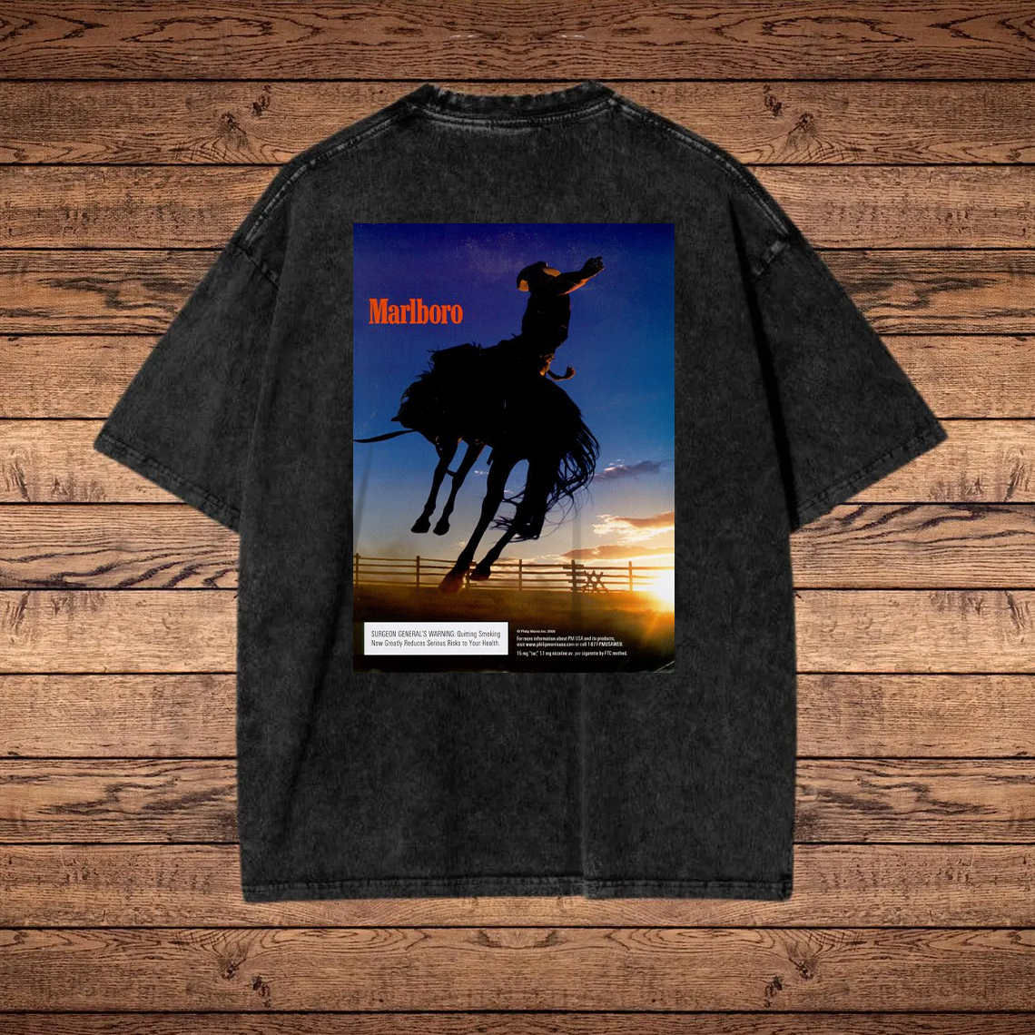 Vintage Cowboy Print Washed T-shirt