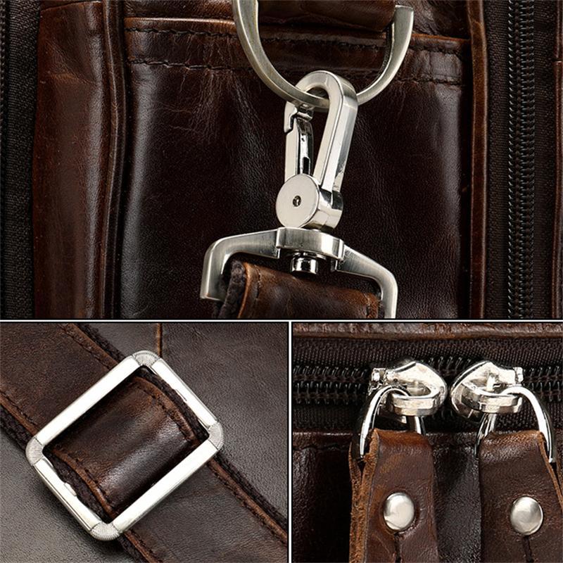 Classic Briefcase Leather Men's Portable 17 Inch Computer Bag Travel Bag