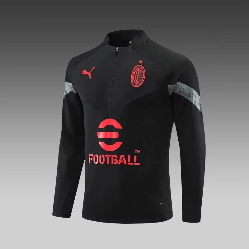 2022/2023 AC Milan Half-Pull Training Suit Black Soccer Jersey 1:1 Thai Quality