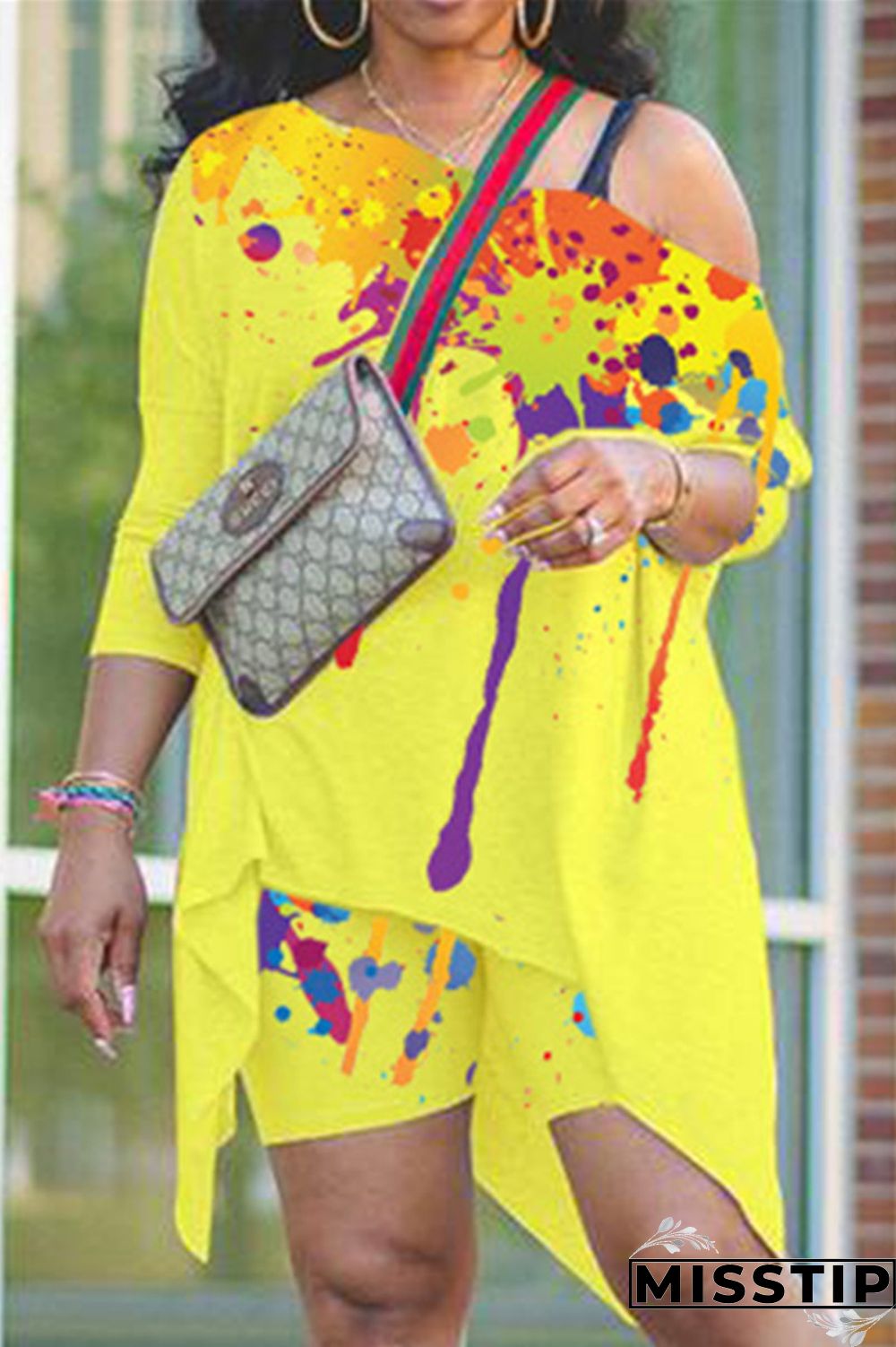 Burgundy Fashion Casual Print Basic Asymmetrical Oblique Collar Long Sleeve Two Pieces