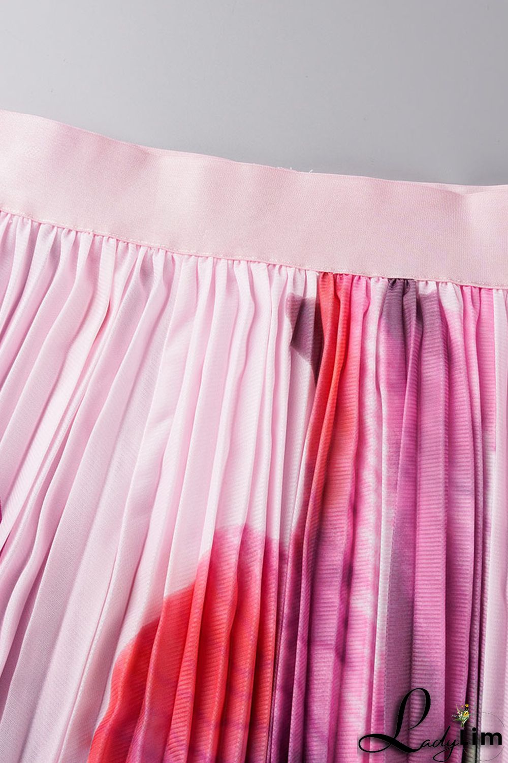 Apricot Casual Elegant Gradual Change Print Patchwork Fold O Neck Short Sleeve Two Pieces