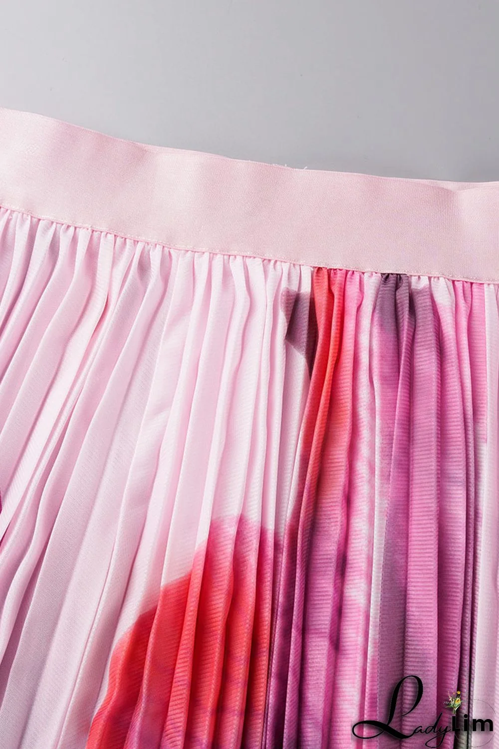 Apricot Casual Elegant Gradual Change Print Patchwork Fold O Neck Short Sleeve Two Pieces