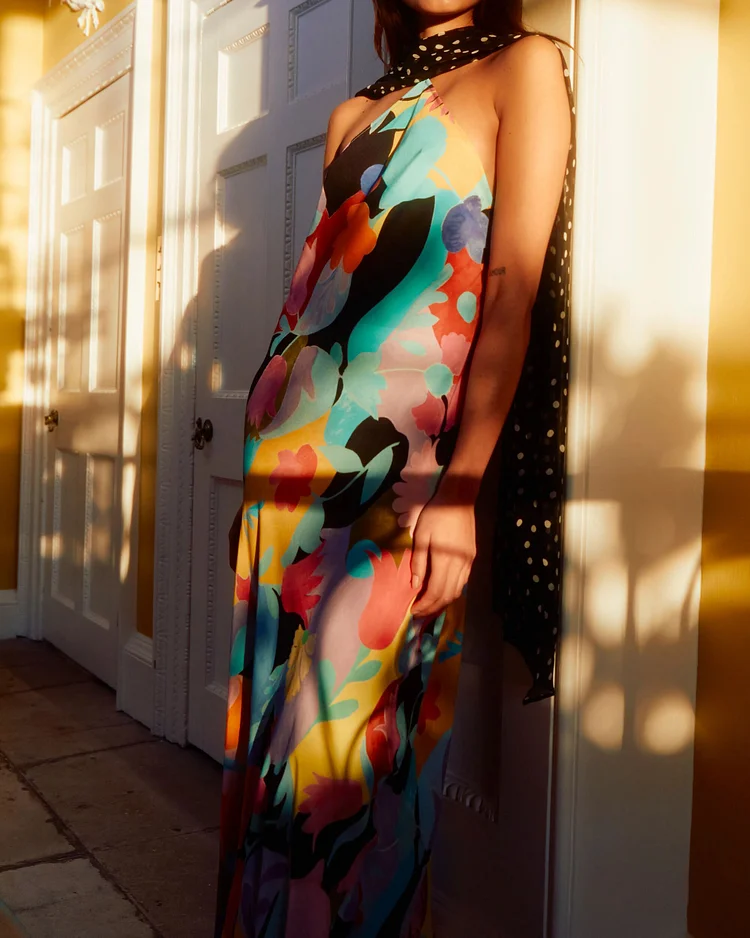 Floral Print Halterneck Dress