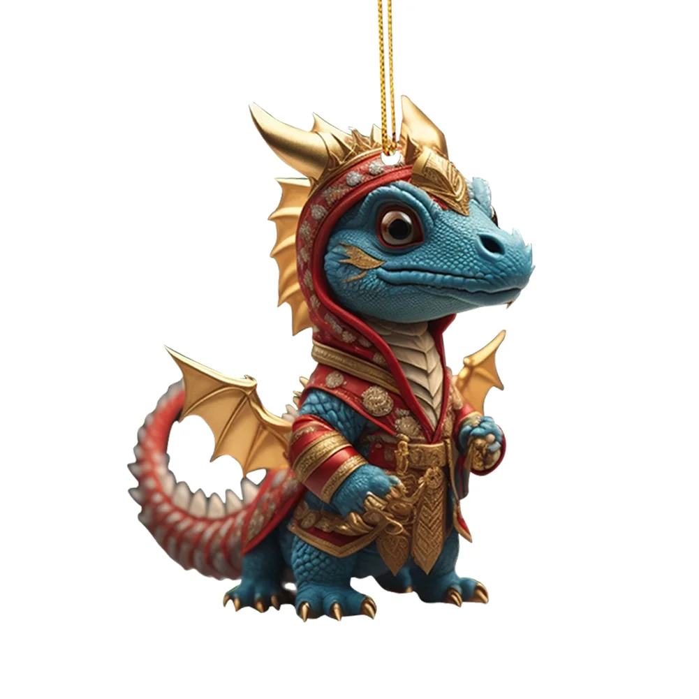 2D Christmas Baby Dragon Decor Cute 8cm Flat Acrylic Hanging Ornament Party Gift